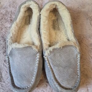 UGG Cozy Gray Moccasins with Cream Fleece Lining